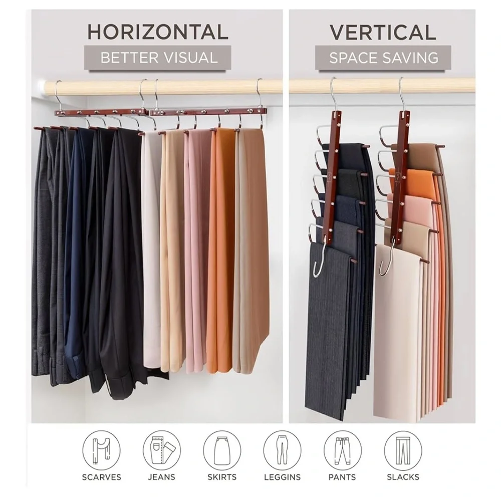 Brown Multi-Tier Pants Hangers